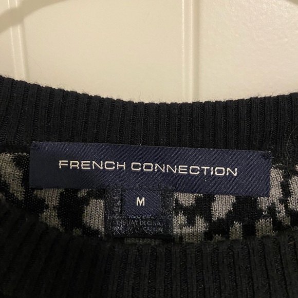 French Connection‎ women’s gray leopard print knit stretch sweater medium - Picture 4 of 8